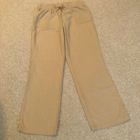 Linen Blend Khaki Pants Size L Listing 2 - Picture 1 of 3